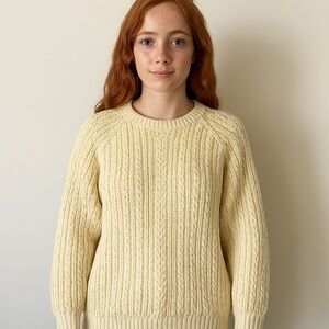 Norm Thompson Portland Hand Knit 100% Wool Fisherman Sweater sz.womans M…